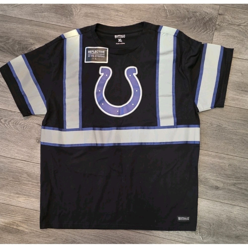 Indianapolis Colts Hi Vis Mens XL T-shirt Reflective Horseshoe NFL Football Logo